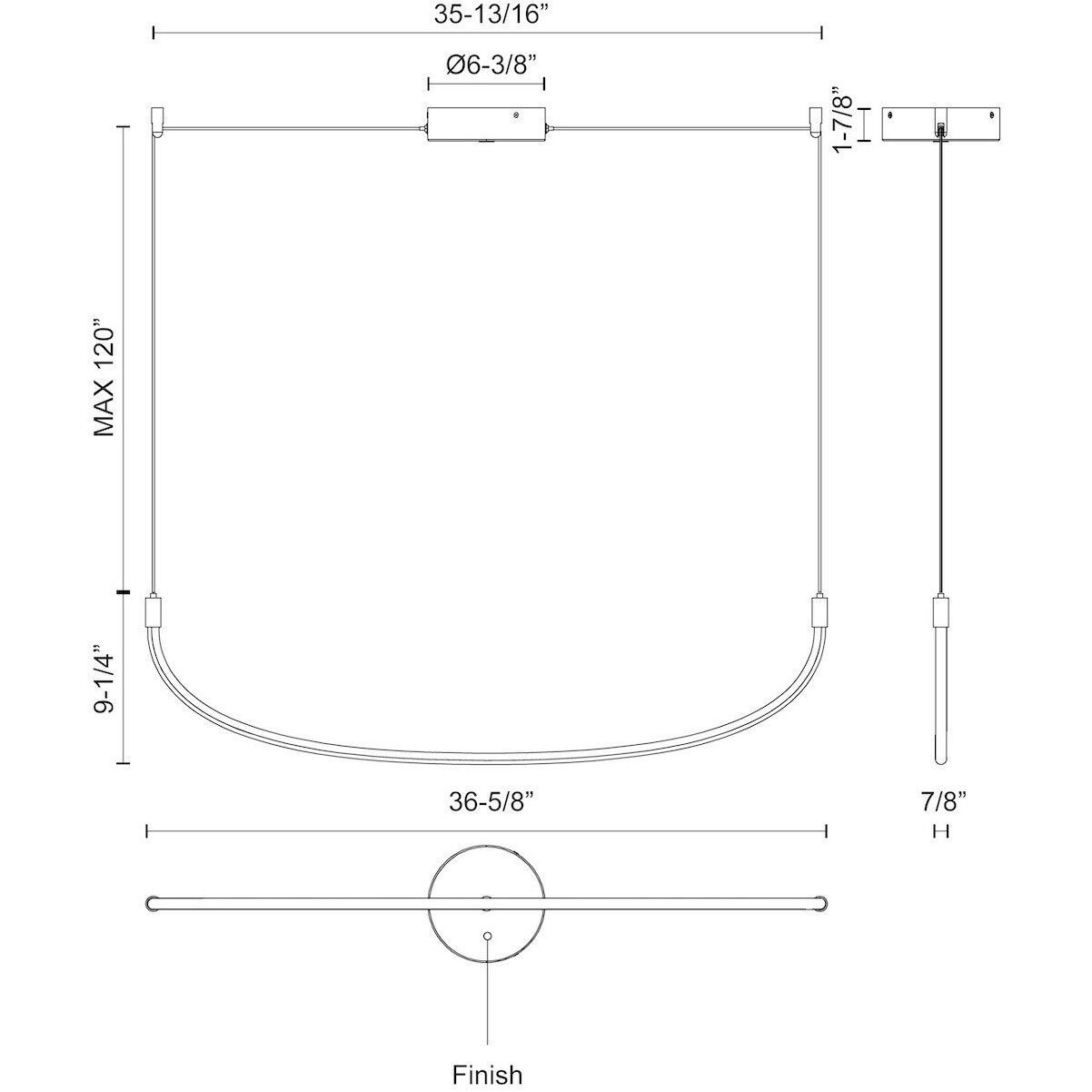 Talis LED 36.63 inch Brushed Nickel Linear Pendant Ceiling Light