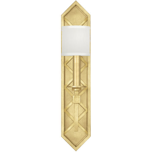 Cienfuegos Wall Sconce Wall Light in Gold Leaf, Laminated White Fabric