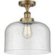 Ballston X-Large Bell LED 8 inch Brushed Brass Semi-Flush Mount Ceiling Light in Seedy Glass