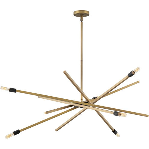 Archer 6 Light 42.5 inch Heritage Brass with Black Indoor Chandelier Ceiling Light