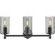 Downtown Urban Crown Point 3 Light 23.88 inch Matte Black Bath Vanity Light Wall Light in Plated Smoke