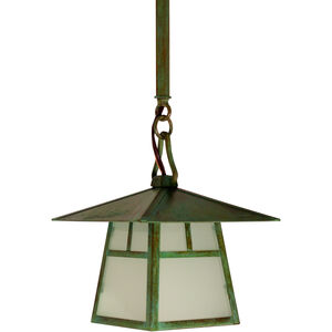 Carmel 1 Light 12 inch Antique Copper Pendant Ceiling Light in Almond Mica, Bungalow Overlay