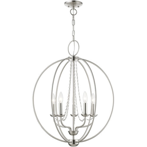 Arabella 5 Light 22 inch Brushed Nickel Chandelier Ceiling Light, Globe