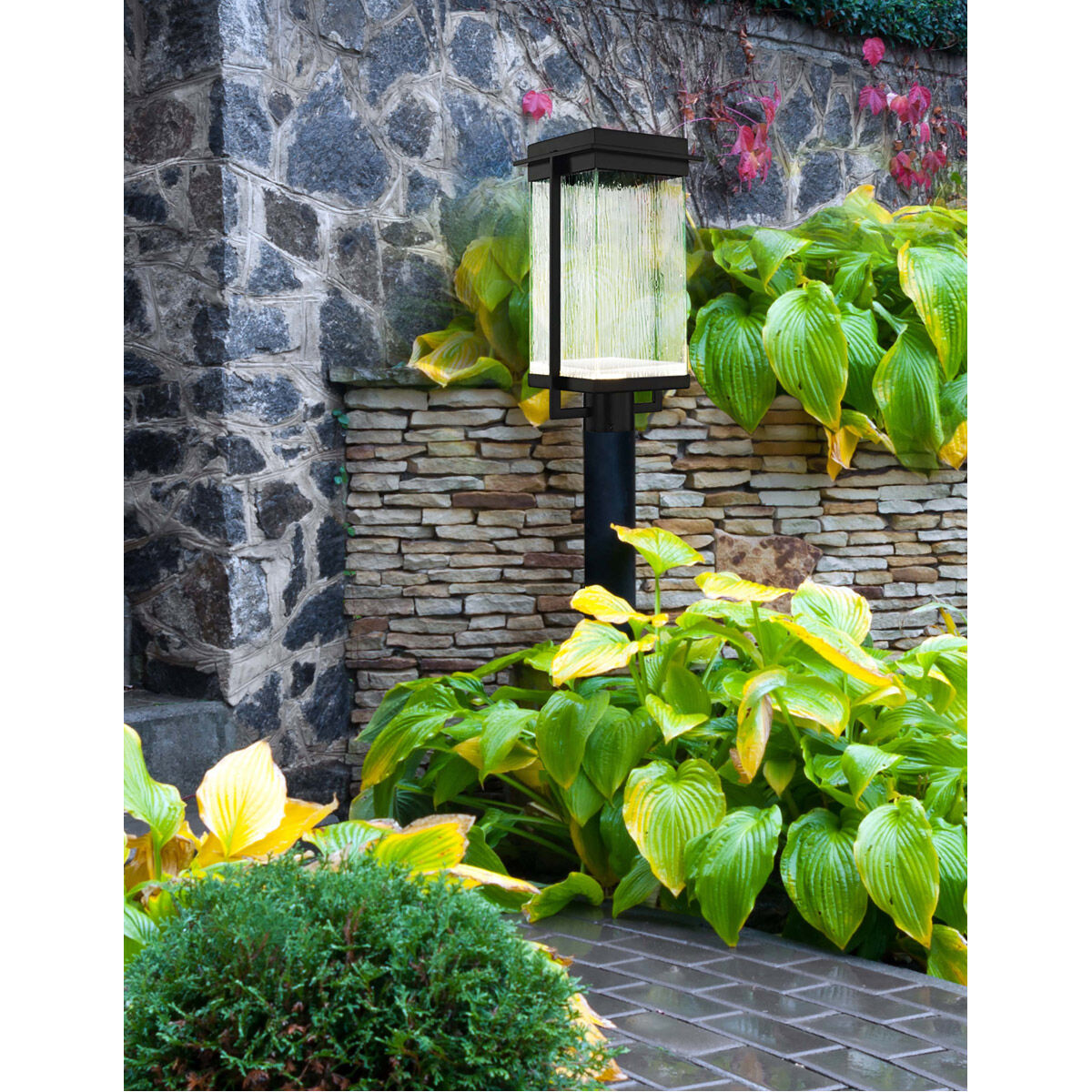 Fusion Pacific LED 18 inch Dark Bronze Outdoor Post Light in Seeded Fusion