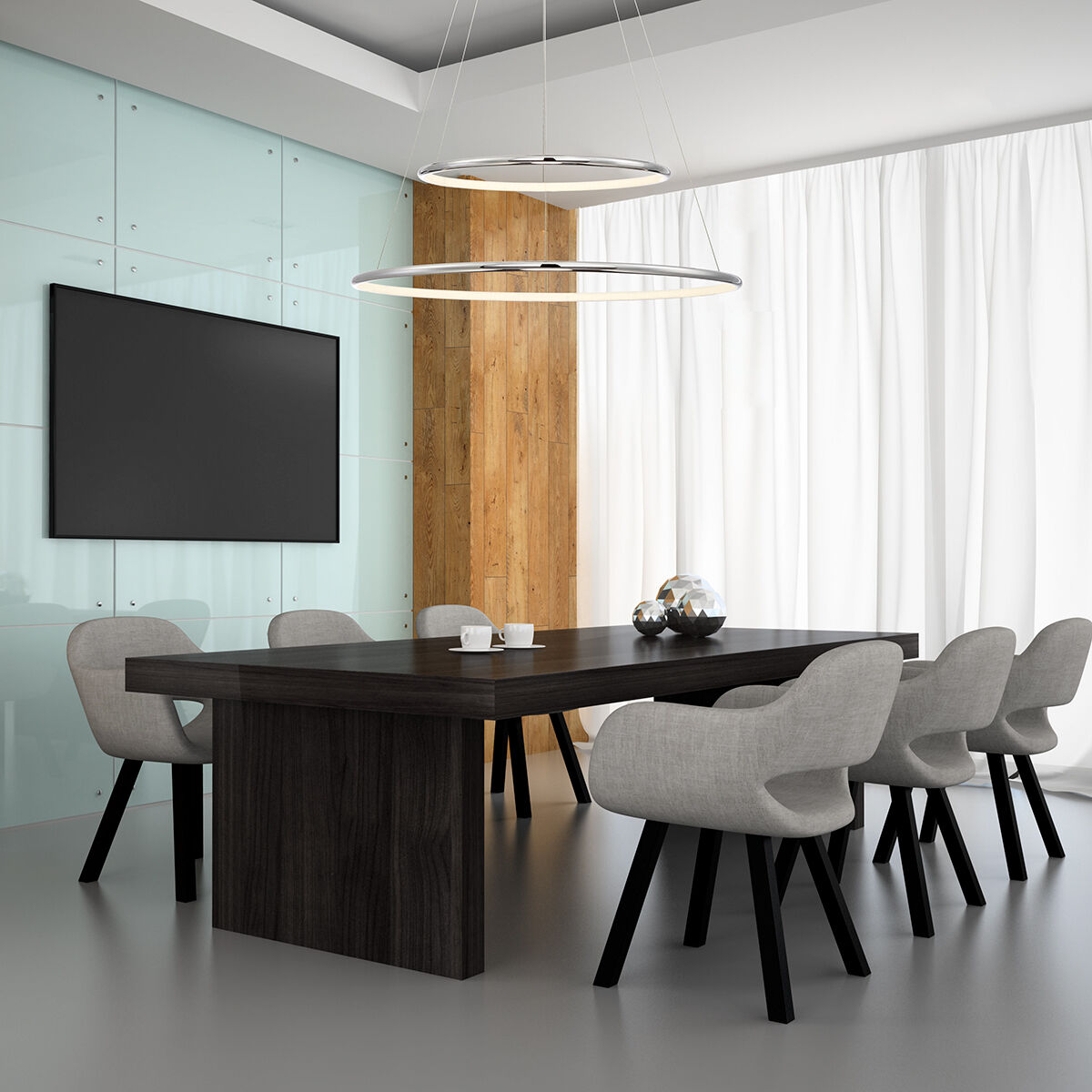 Valley LED 31.5 inch Chrome Pendant Ceiling Light, Large