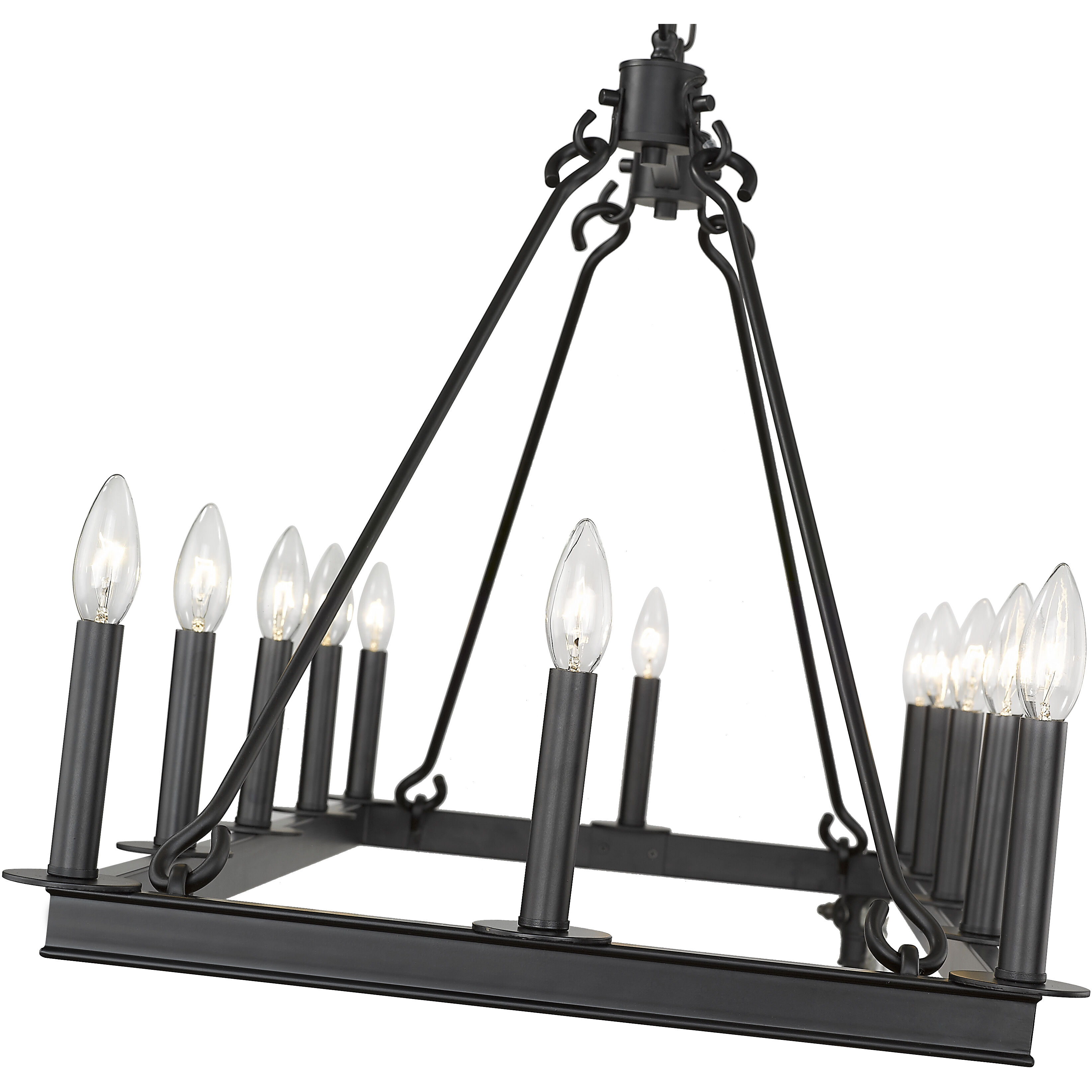 Barclay 12 Light 45 inch Matte Black Linear Chandelier Ceiling Light