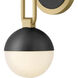 Bowie 1 Light 7.75 inch Lacquered Brass and Black Bath Sconce Wall Light in Lacquered Brass with Black