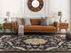 Caesar 96 X 96 inch Ink Blue/Ivory/Medium Gray/Sage/Tan/Denim Handmade Rug in 8 Ft Square, Square