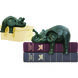 Sprawling Elephant 6.75 X 2.75 inch Aged Bronze with Green Bookends, Set of 2