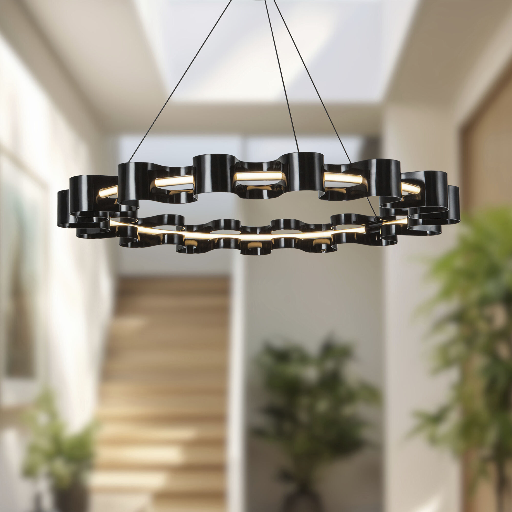 Nami LED 32.75 inch Gloss Black Chandelier Ceiling Light
