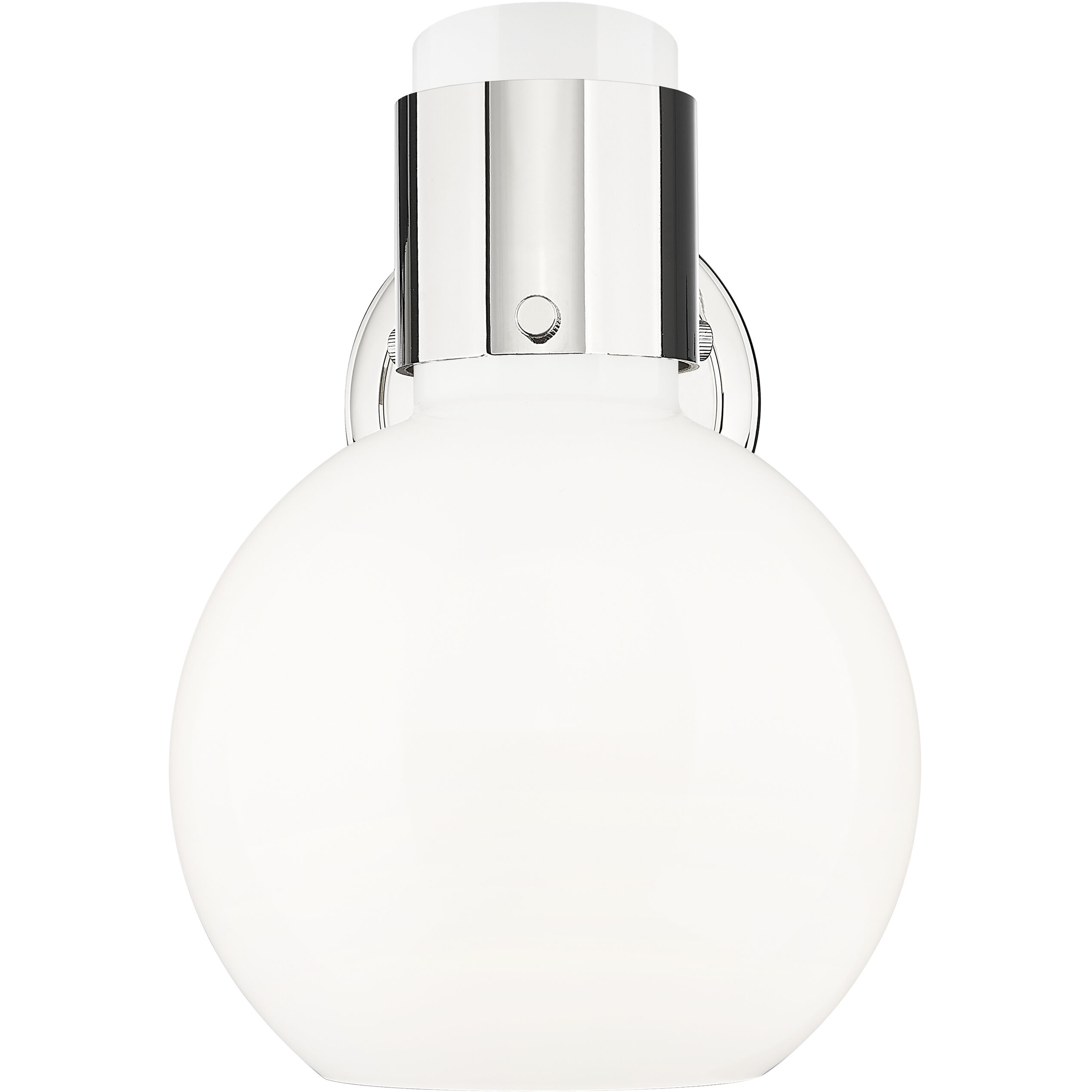 Lawton Sphere Sconce Wall Light in Polished Nickel, Gloss White Glass