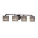 Wire Glass 4 Light 36 inch Dark Bronze Bath Bar Wall Light in Grid with Clear Bubbles, Oval, Incandescent