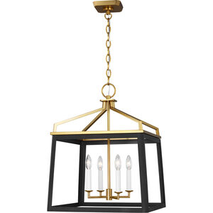 C&M by Chapman & Myers Carlow 4 Light 18 inch Midnight Black Chandelier Ceiling Light in Midnight Black / Burnished Brass