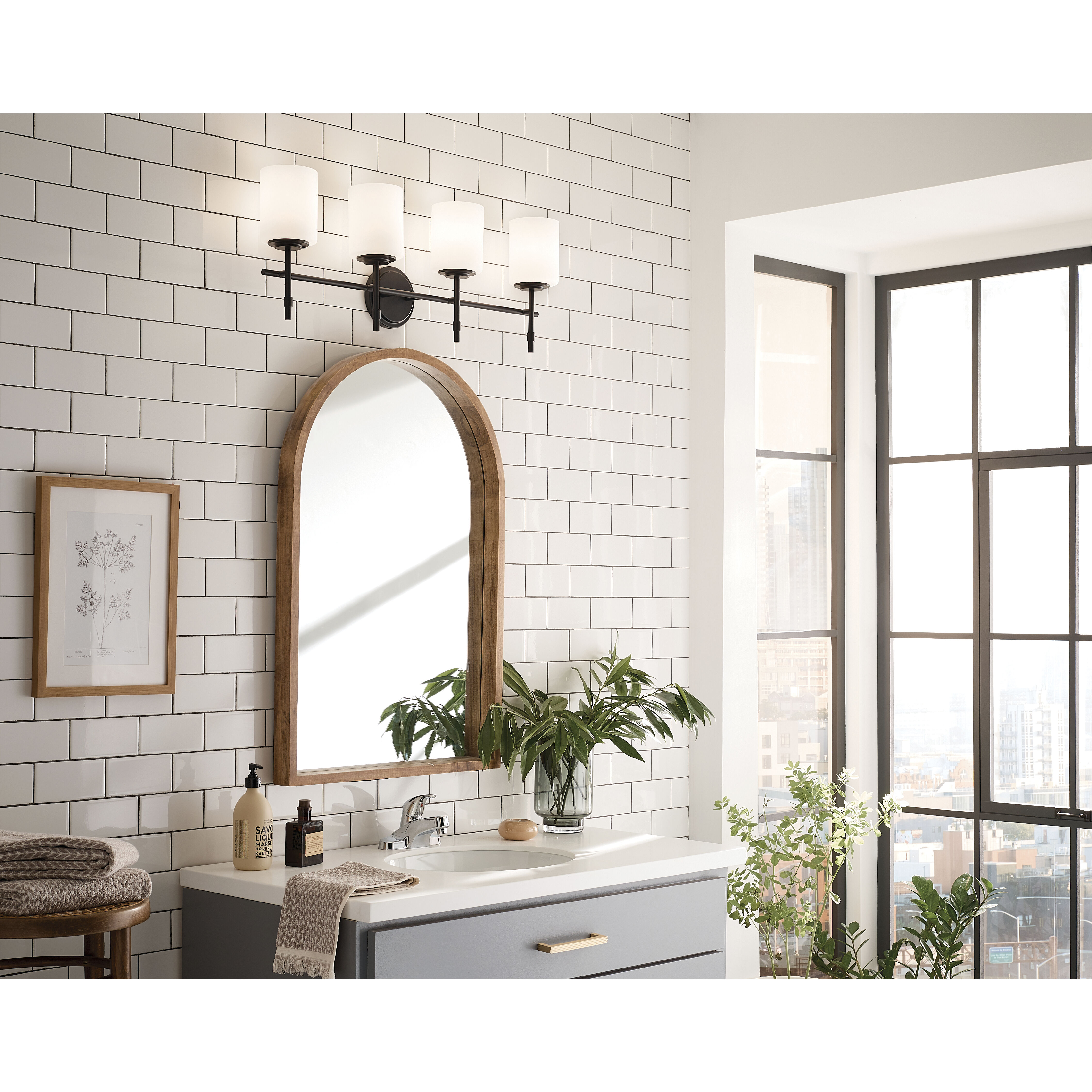 Ali 4 Light 32.5 inch Black Bath Vanity Light Wall Light