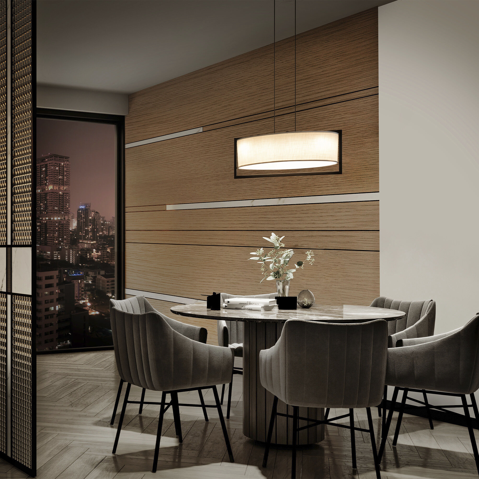 Park Avenue Linear Pendant Ceiling Light in Black, dweLED