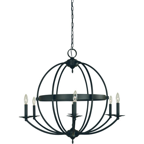 Aurora 6 Light 33 inch Matte Black Chandelier Ceiling Light