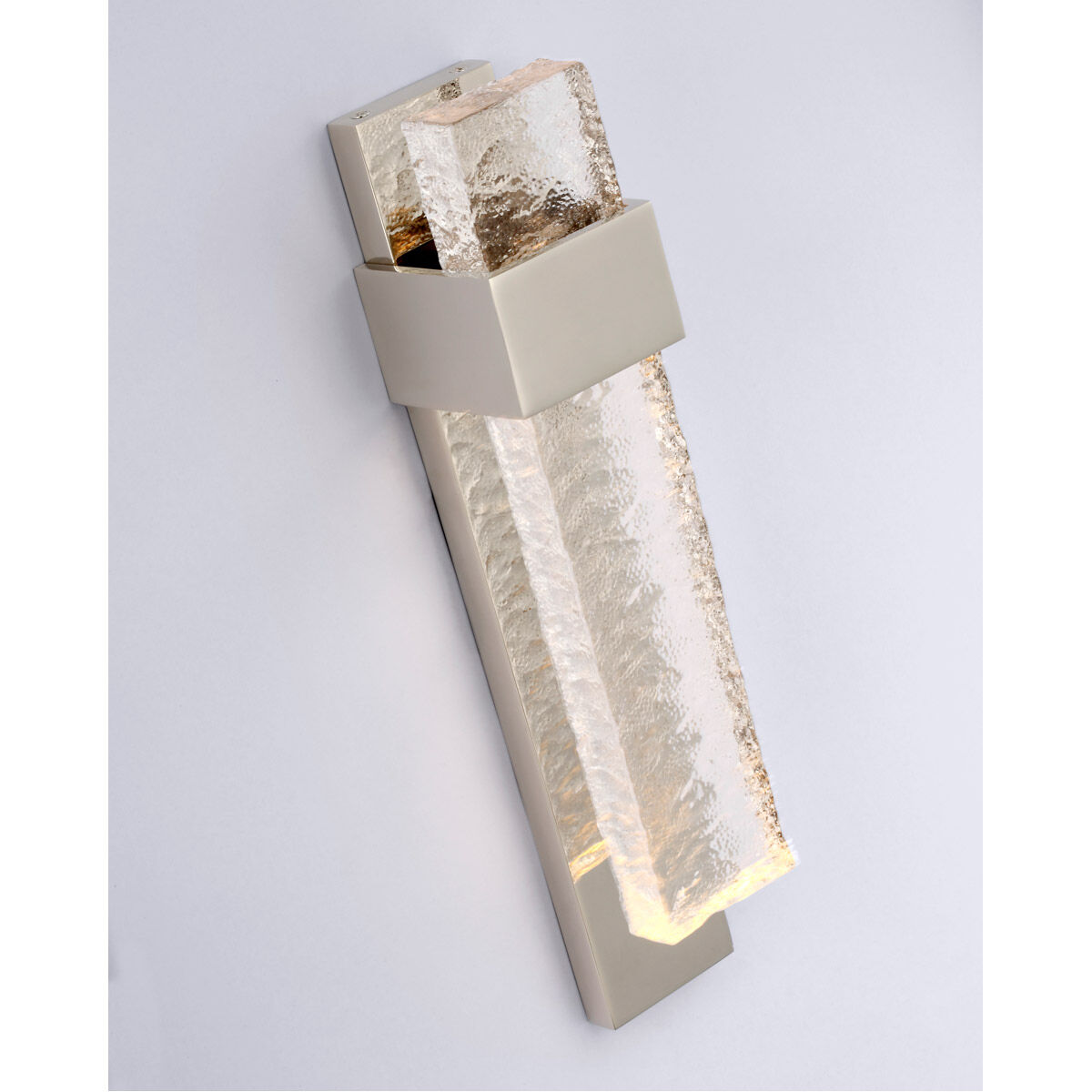 Marie Flanigan Brock LED 3 inch Polished Nickel and Clear Wavy Glass Sconce Wall Light, Medium