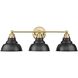 Bishop 3 Light 28 inch Matte Black and Brass Vanity Wall Light