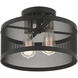 Industro 2 Light 13 inch Black with Brushed Nickel Accents Semi Flush Ceiling Light