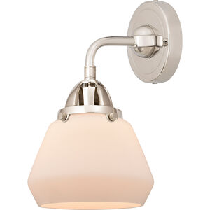 Nouveau 2 Fulton LED 7 inch Polished Nickel Sconce Wall Light in Matte White Glass