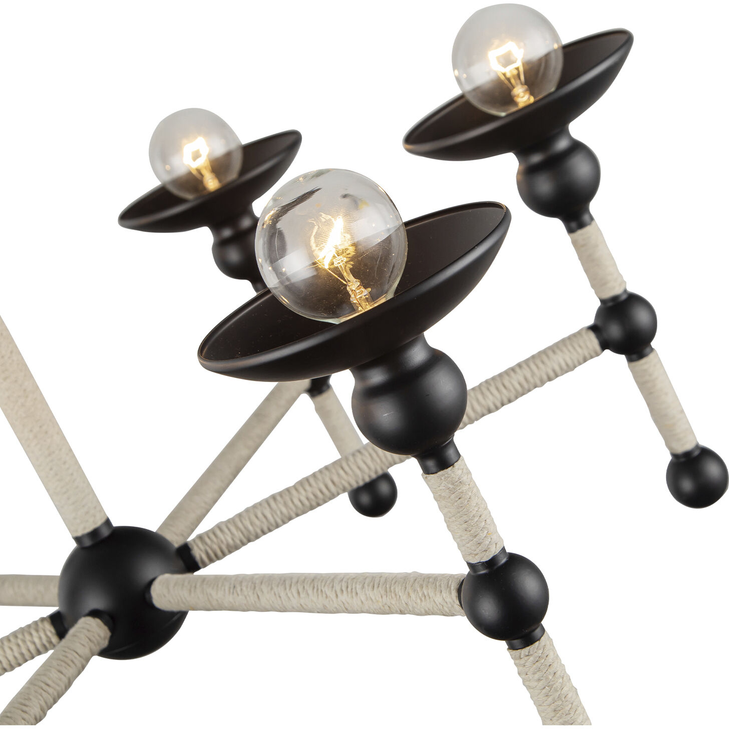 Nadine 6 Light 25 inch Matte Black and Cotton Chandelier Ceiling Light