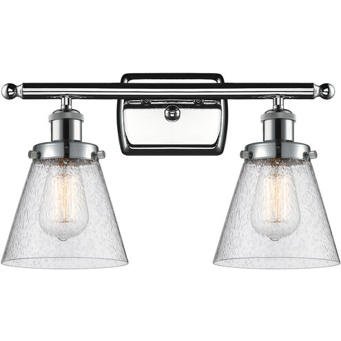 Ballston Small Cone LED 16 inch Polished Chrome Bath Vanity Light Wall Light in Seedy Glass, Ballston