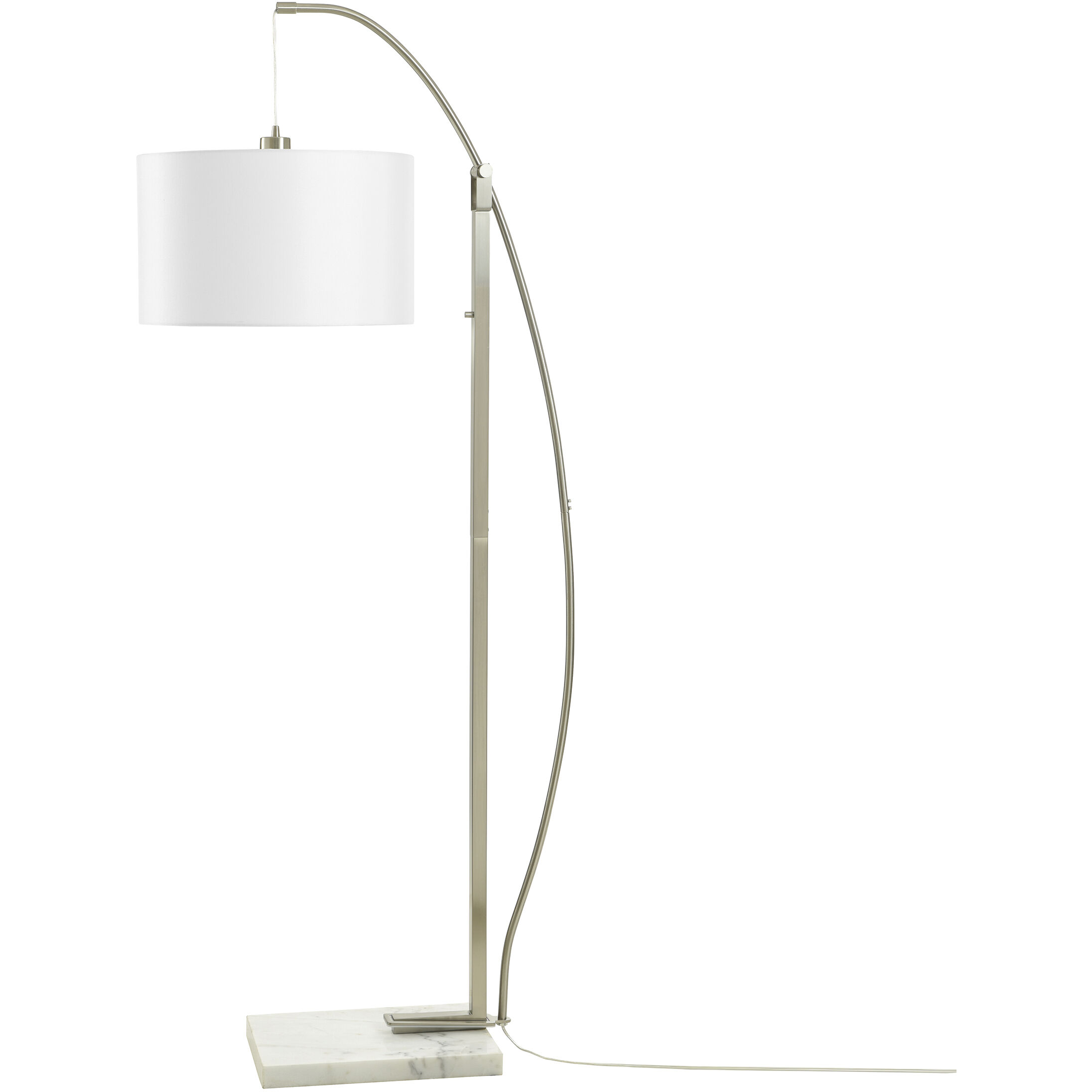 Ellison 65.75 inch 100 watt Brushed Steel and White Floor Lamp Portable Light