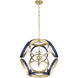 Domain 8 Light 22 inch Blue and Aged Brass Pendant Ceiling Light