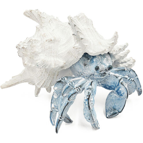 Lifelike Blue Hermit Crab White and Blue Figurine