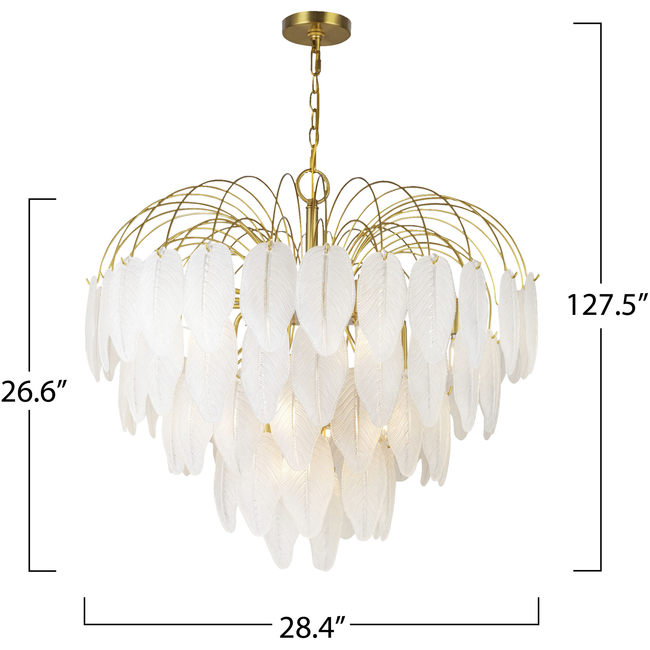 Alessia 19 Light 28.4 inch Brushed Brass and White Chandelier Ceiling Light