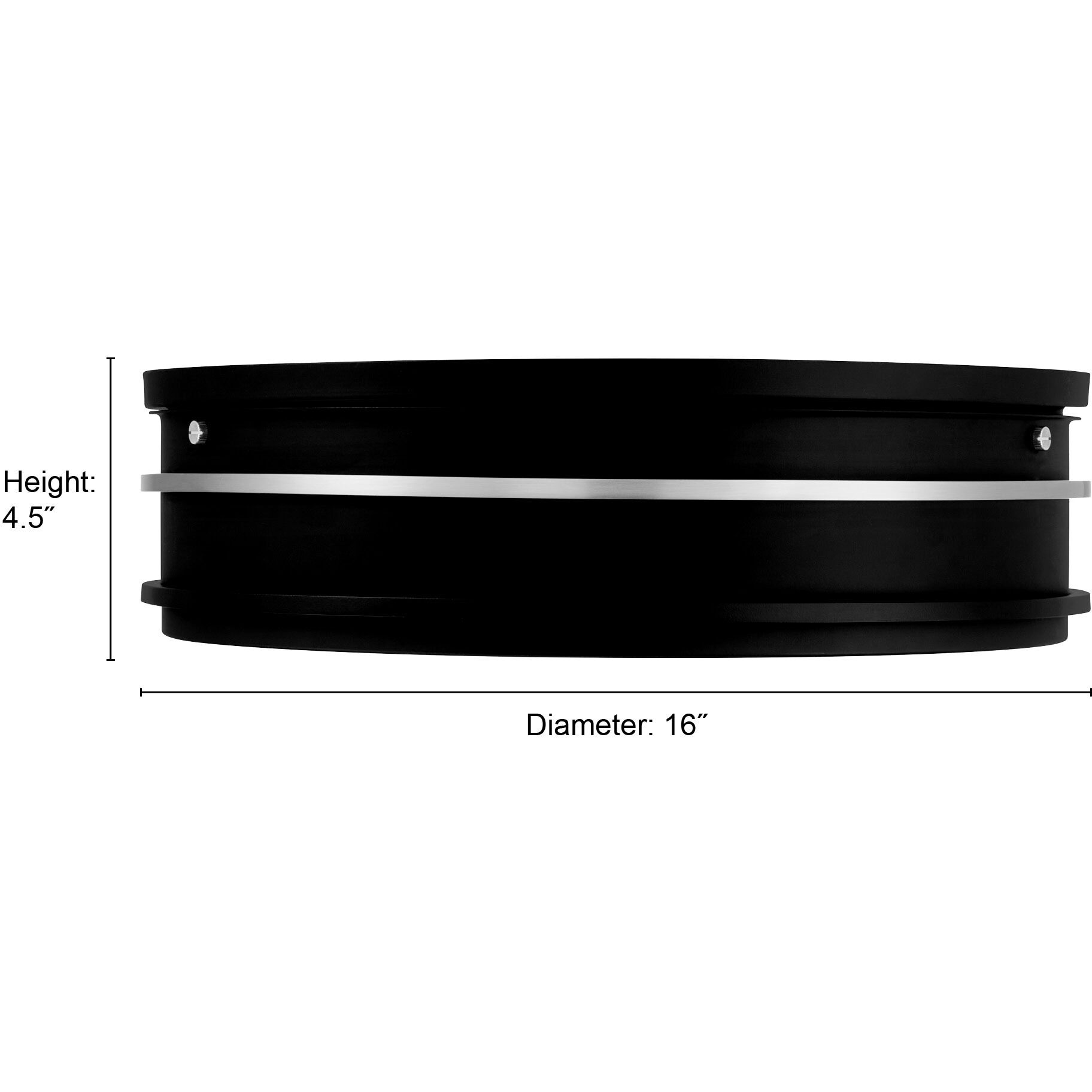 Stralara LED 16 inch Matte Black and Vintage Brass Flush Mount Ceiling Light