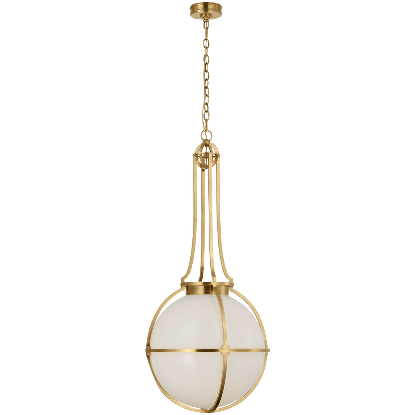 Chapman & Myers Gracie LED 19.25 inch Antique-Burnished Brass Captured Globe Pendant Ceiling Light, Large