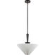 Alora Mood Bridgette 1 Light 16.38 inch Matte Black and Folded White Pendant Ceiling Light in Linen Shade