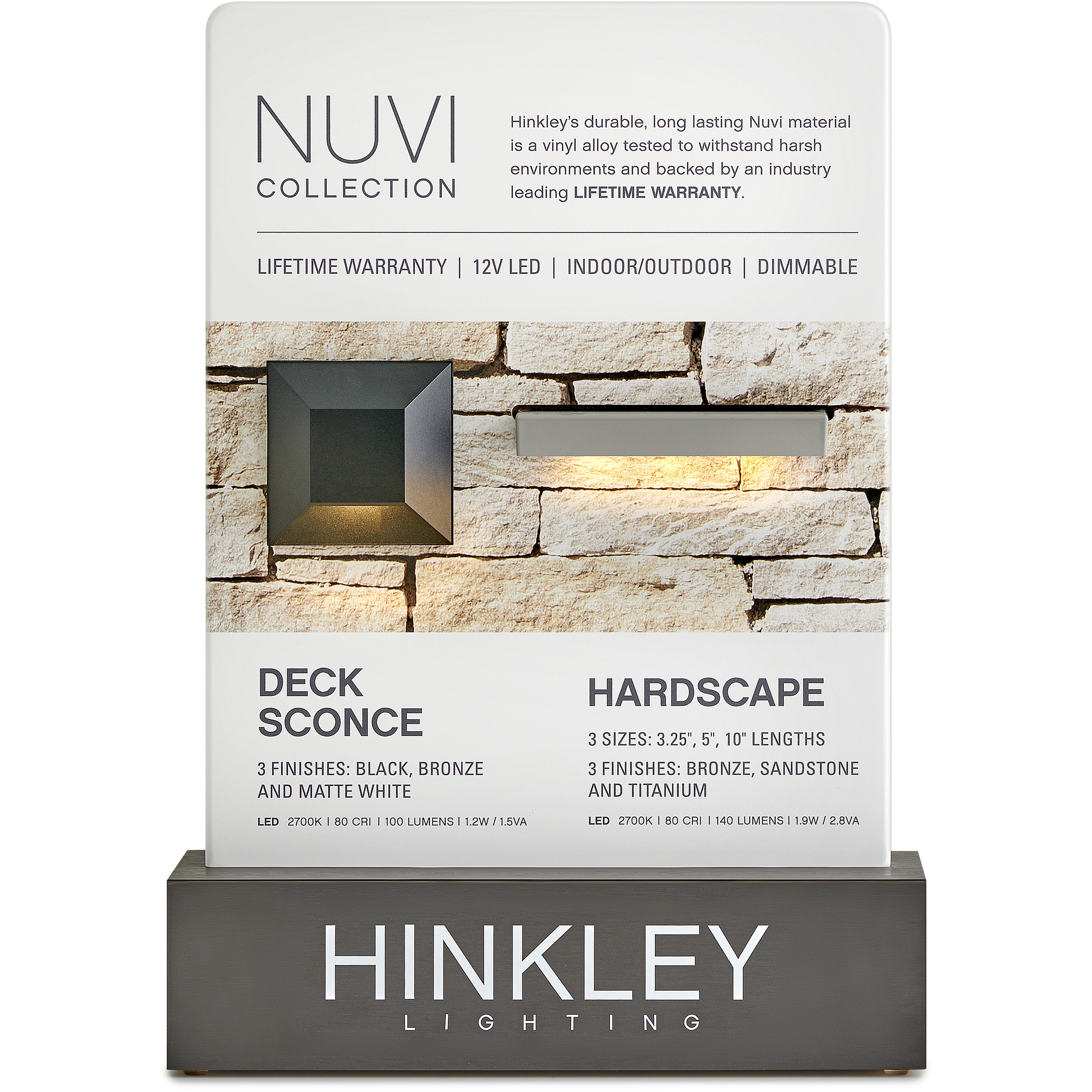 Nuvi 12v 2.60 watt Black Landscape Deck Sconce in Ash Bronze, Rectangular