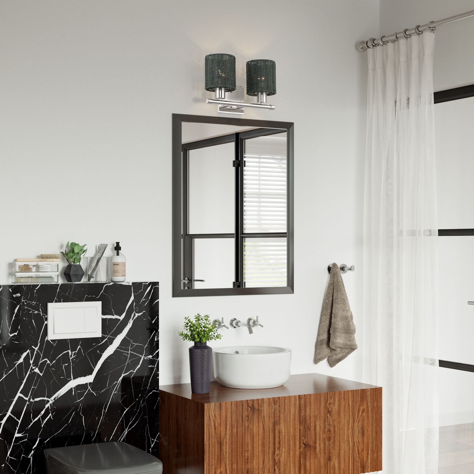 Weavington 2 Light 14 inch Brushed Nickel Vanity Wall Sconce Wall Light