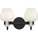 Sylvie 2 Light 14.75 inch Black Bath Light Wall Light