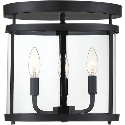 Penrose 3 Light 12.5 inch Black Semi-Flush Ceiling Light, Essentials