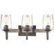 Carroll 3 Light 22 inch Vintage Rust with Colonial Maple Vanity Light Wall Light