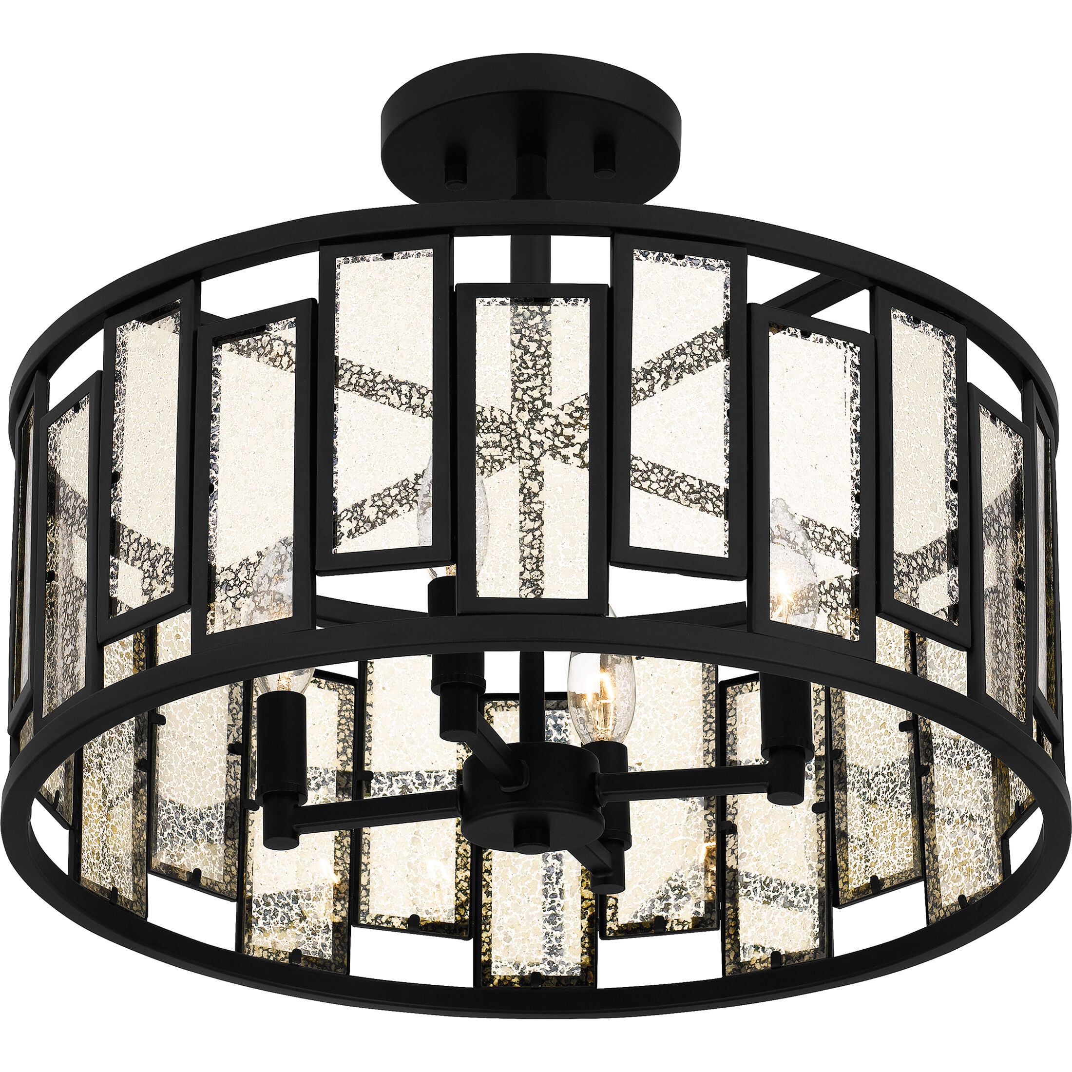 Bankston 4 Light 18 inch Matte Black Semi-Flush Mount Ceiling Light