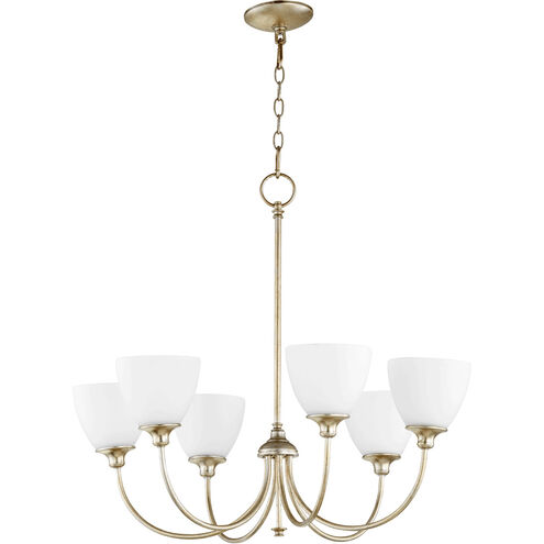 Celeste 6 Light 28 inch Aged Silver Leaf Chandelier Ceiling Light, Satin Opal