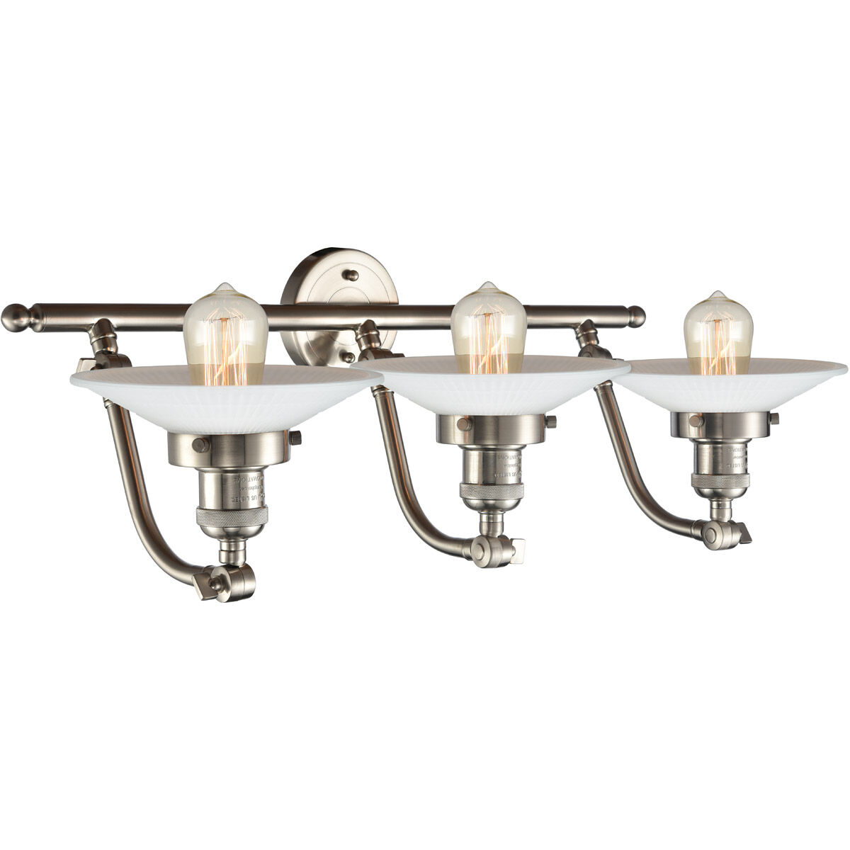 Franklin Restoration Halophane LED 28 inch Brushed Satin Nickel Bath Vanity Light Wall Light in Matte White Halophane Glass, Franklin Restoration