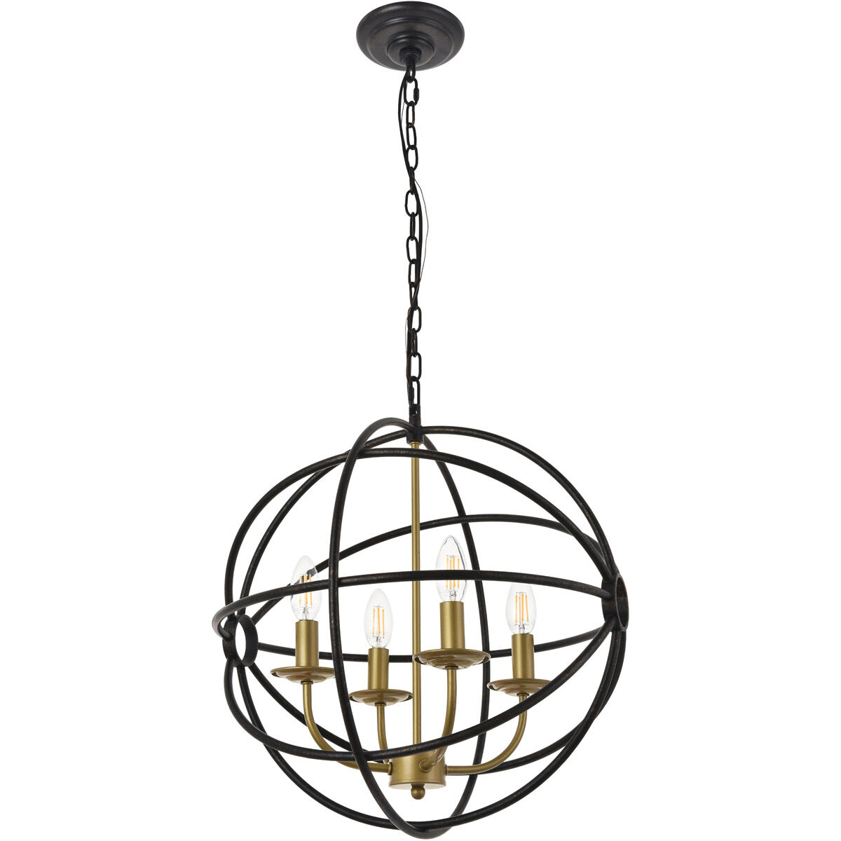 Octavia 4 Light 18 inch Brass and Dark Brown Pendant Ceiling Light