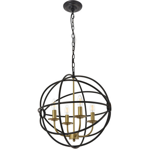 Octavia 4 Light 18 inch Brass and Dark Brown Pendant Ceiling Light