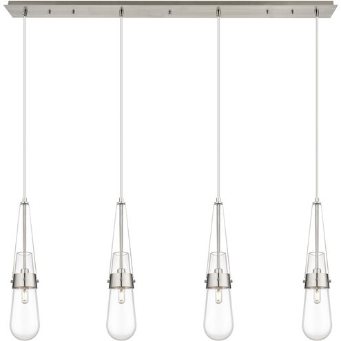 Milan 4 Light 48.13 inch Brushed Satin Nickel Linear Pendant Ceiling Light in Clear Glass
