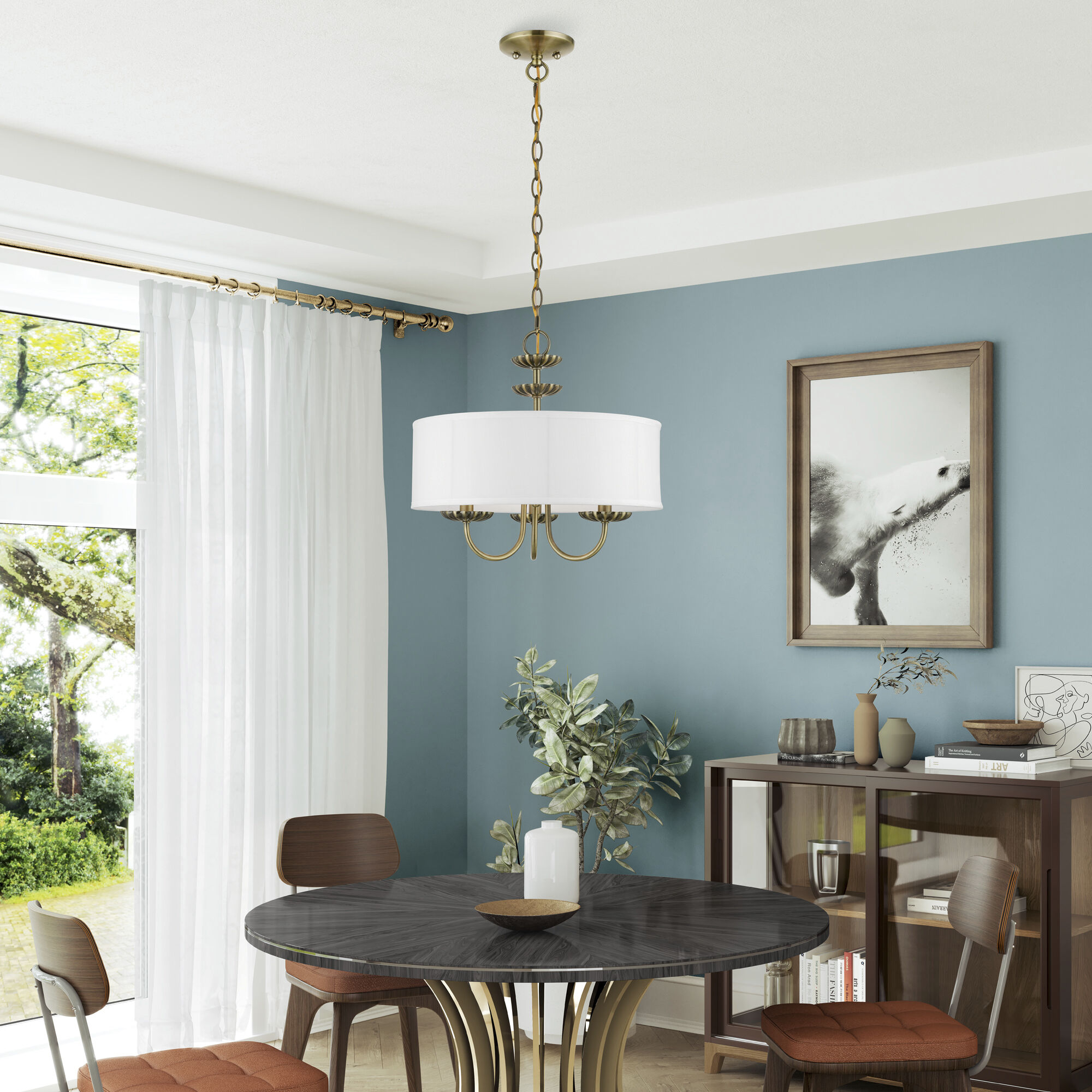 Brookdale 3 Light 16 inch Antique Brass Pendant Chandelier Ceiling Light