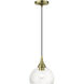 Glendon 1 Light 8.25 inch Antique Brass with Polished Brass Finish Accents Glass Pendant Ceiling Light in Antique Brass with Polished Brass Accents