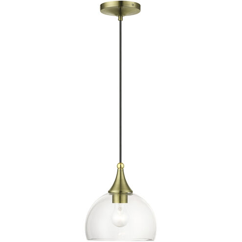 Glendon 1 Light 8.25 inch Antique Brass with Polished Brass Finish Accents Glass Pendant Ceiling Light in Antique Brass with Polished Brass Accents