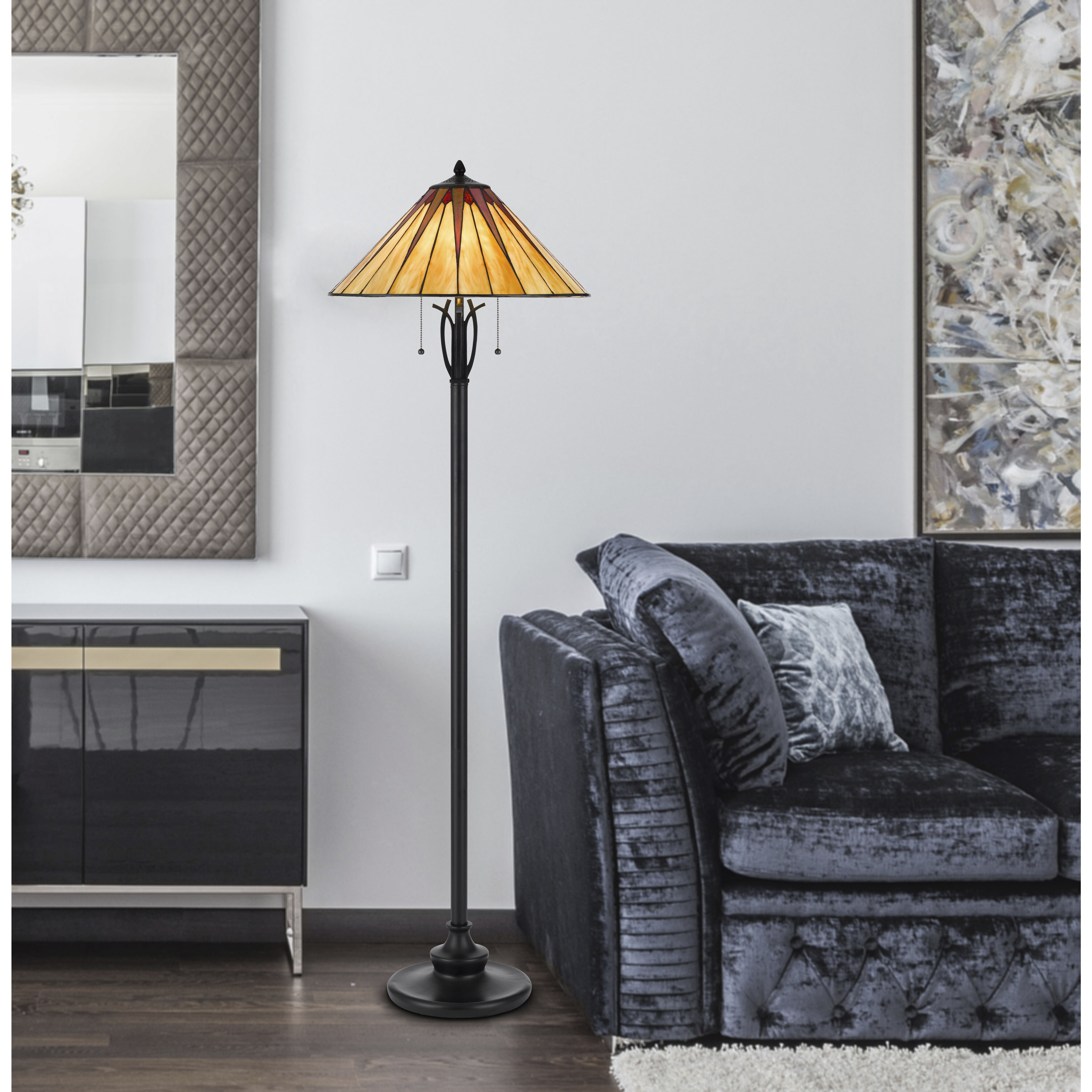 3105 Tiffany 61 inch 60.00 watt Dark Bronze Floor Lamp Portable Light