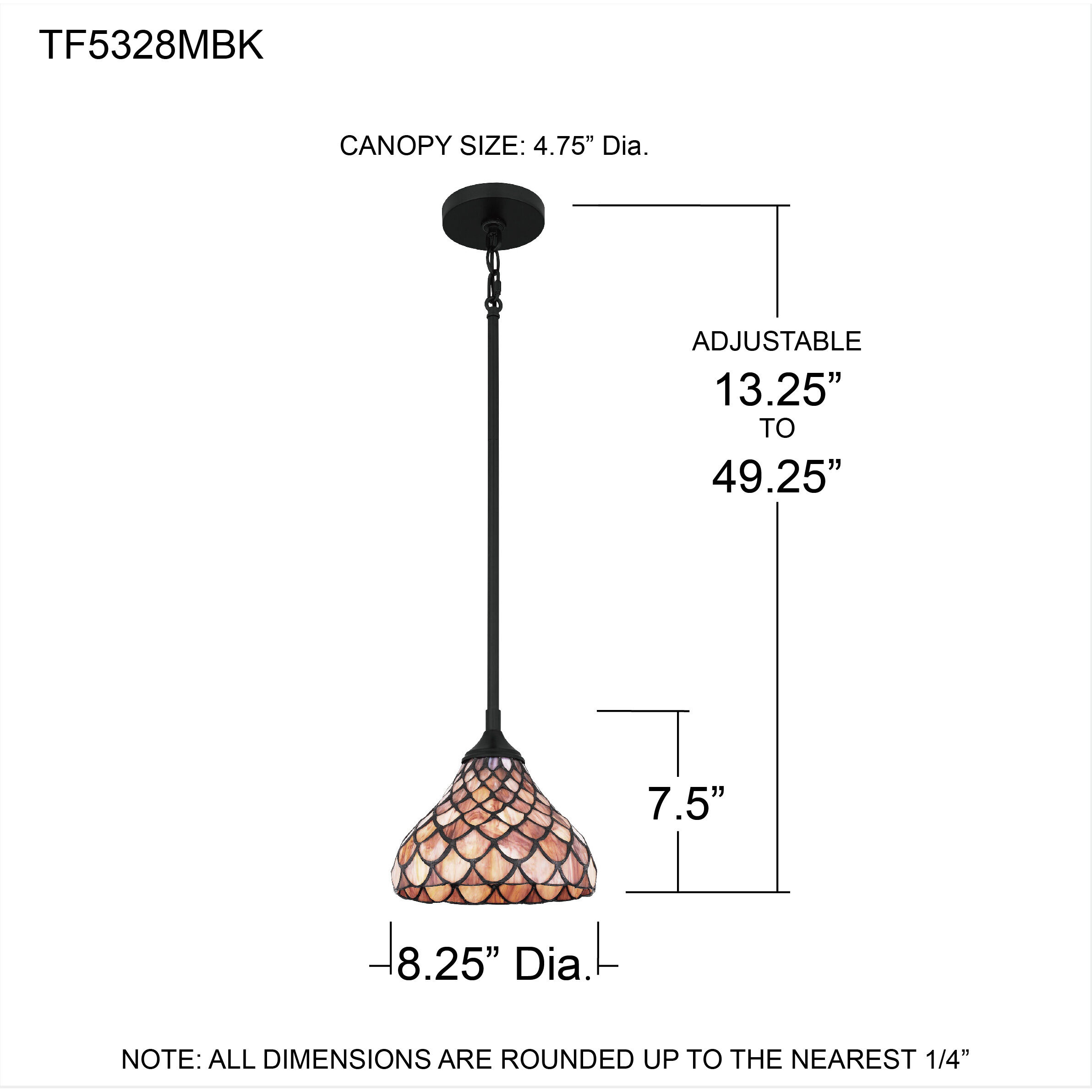 Ursa 1 Light 8 inch Matte Black Mini Pendant Ceiling Light, Small