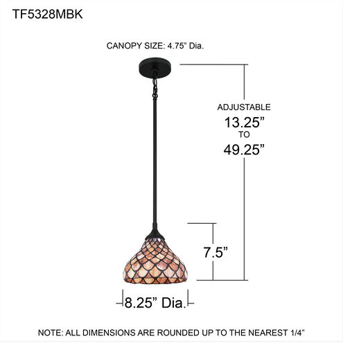 Ursa 1 Light 8 inch Matte Black Mini Pendant Ceiling Light, Small